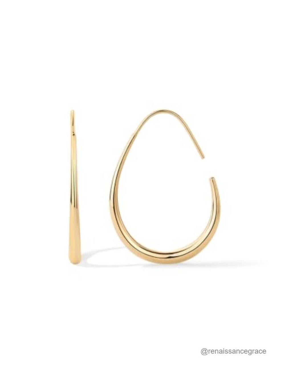 14K Gold Plated Teardrop Hoop Earrings 925 Silver Posts Gift Box